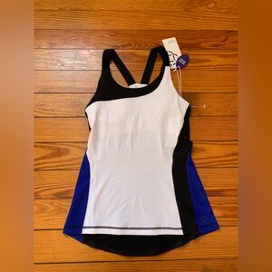 Women’s Colorblock Racerback Tank Top - White, Black & Blue